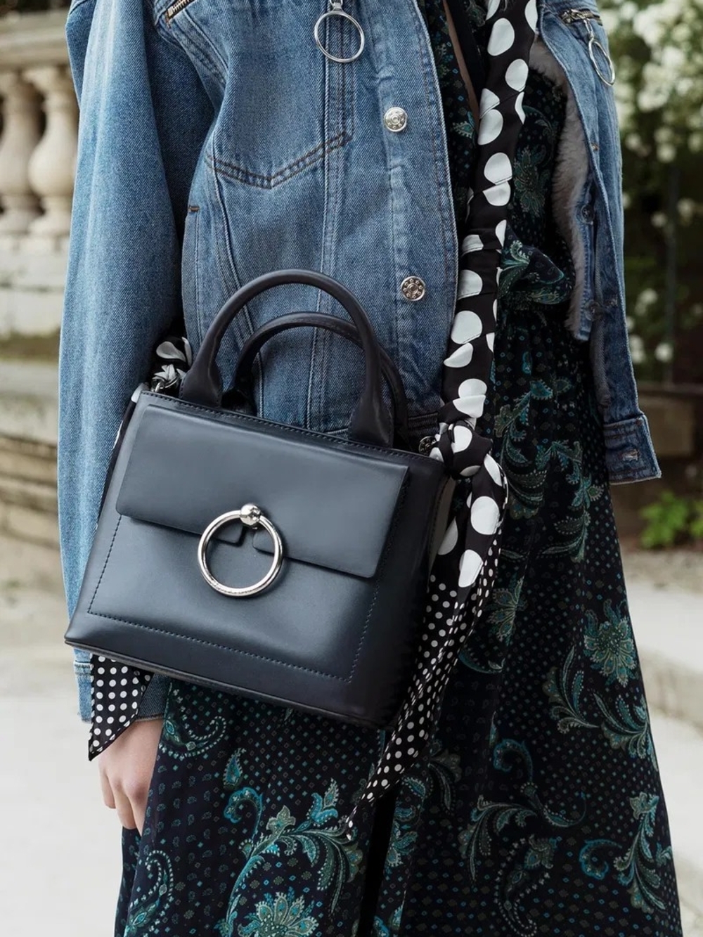 Claudie Pierlot Small Anouck Bag Navy W Silver Hardware